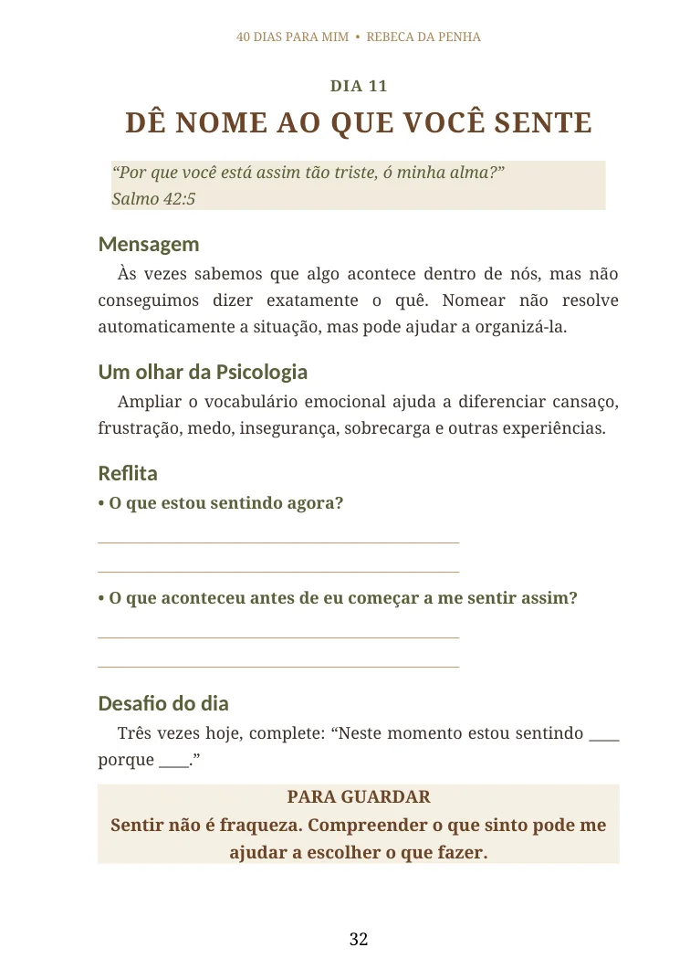 Página do Dia 11, Dê nome ao que você sente